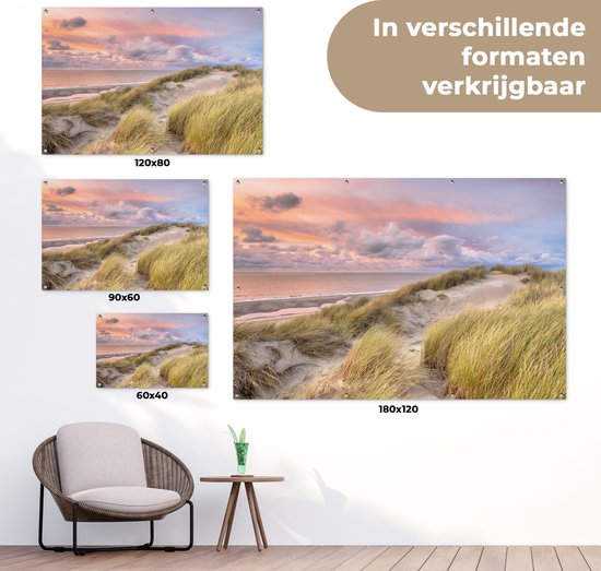 Décoration de jardin Plage - Mer - Dune - Coucher de soleil - 60x40 cm - Poster de jardin - Toile de jardin - Poster extérieur