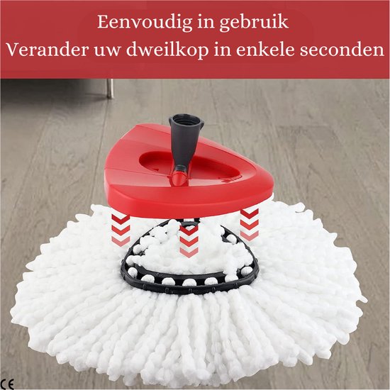 4Pcs Têtes Microfibre Balai,Tête de Vadrouille Rechange Rond Têtes Mop