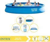 Intex Easy Set Zwembad - Opblaaszwembad - 457x84 cm - Inclusief Afdekzeil, Onderhoudspakket, Filter en Grondzeil