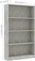 vidaXL-Boekenkast-met-4-schappen-80x24x142-cm-bewerkt-hout-betongrijs