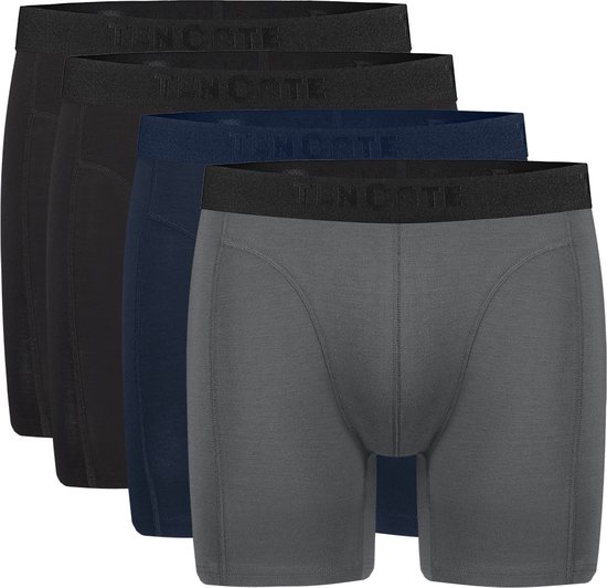 ten Cate Basics men shorts longs en viscose de bambou (pack de 4) - boxers pour hommes jambes longues - multicolore - Taille: L