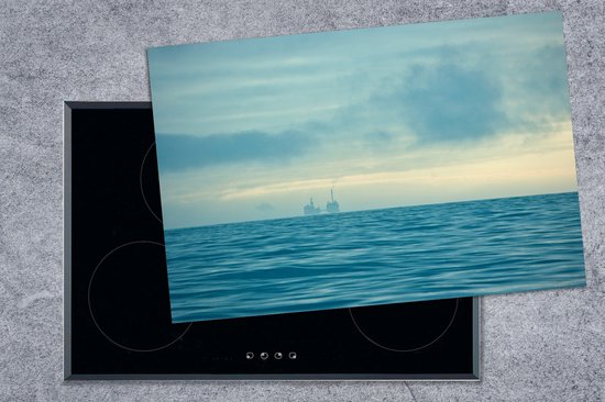 KitchenYeah® Inductie beschermer 81x52 cm - Noordzee - Mist - Water - Kookplaataccessoires - Afdekplaat voor kookplaat - Inductiebeschermer - Inductiemat - Inductieplaat mat