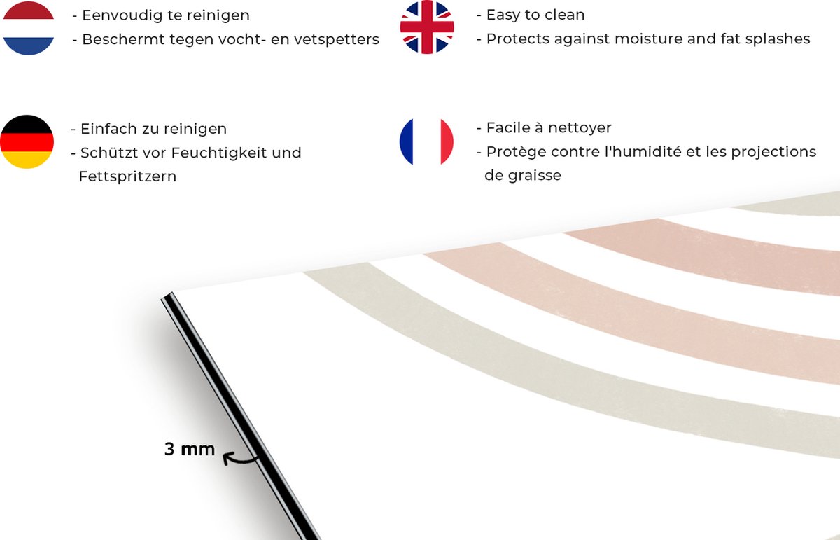 Spatscherm keuken - Pastel - Design - Regenboog - 120x80 cm - Keuken achterwand - Spatscherm