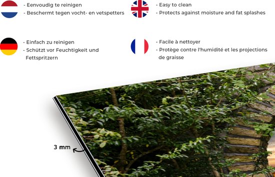 Spatscherm keuken 80x55 cm - Kookplaat achterwand Zonnebloemen - Doorkijk - Bloemen - Zon - Muurbeschermer - Spatwand fornuis - Hoogwaardig aluminium