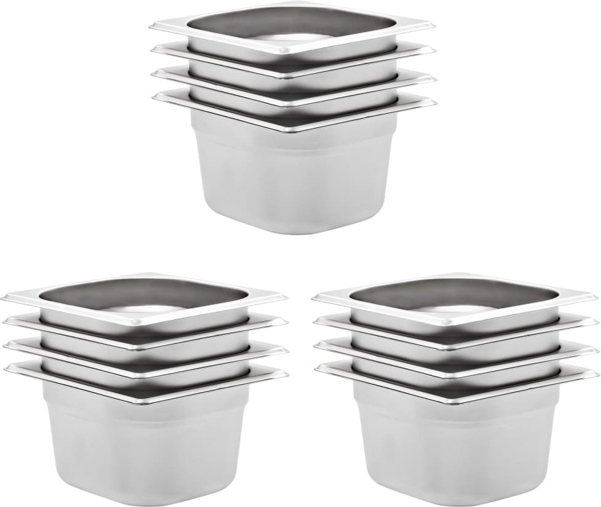 vidaXL - Gastronormbakken - 12 - st - GN - 1/6 - 100 - mm - roestvrij - staal