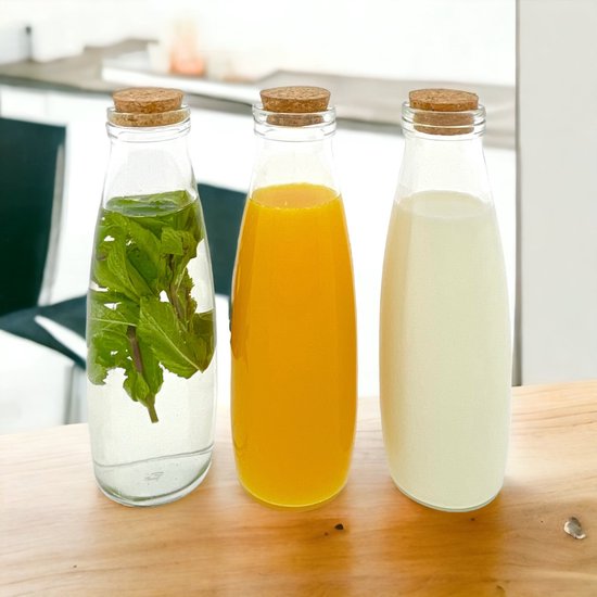 Melkfles met kurk - Ideaal voor o.a. Bed & Breakfast of Horeca - waterfles Melkfles of sapfles - 500ml - 6 Stuks van Bo-Camp — afbeelding 4