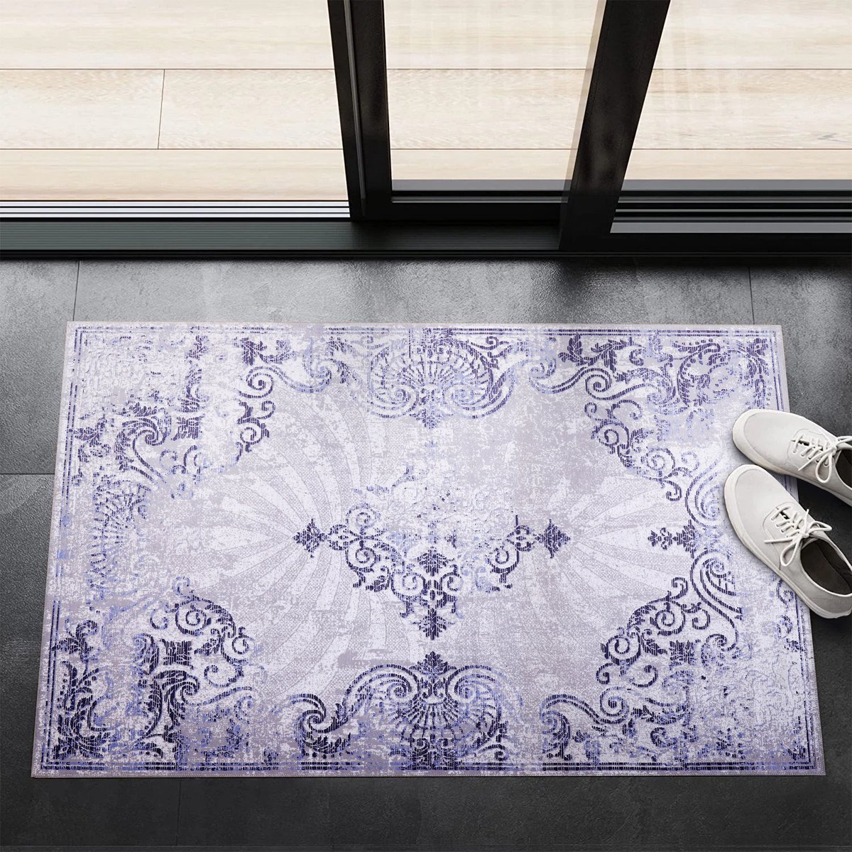 NETLINE HOME - Wasbaar - Antislip Deurmat voor badkamer, entree - Binnendeurmat - Moderne Oosterse Design Deurmat - Gemakkelijk schoon te maken - Laagpolig (60x90)