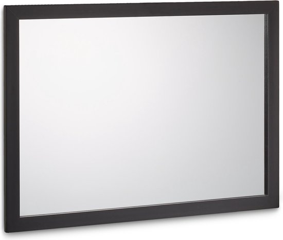 Relaxdays wandspiegel zwart - rechthoekige spiegel met lijst - 88 x 63 cm - woonkamer