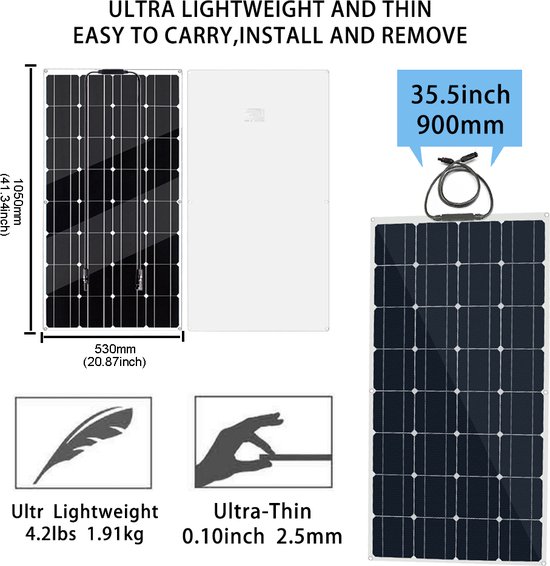 Dakta Zonnepanelen Compleet Pakket 400 Watt - 12 Volt - Camper - Plat Dak - Met Accu + Laadregelaar + Stekkers van Dakta — afbeelding 2