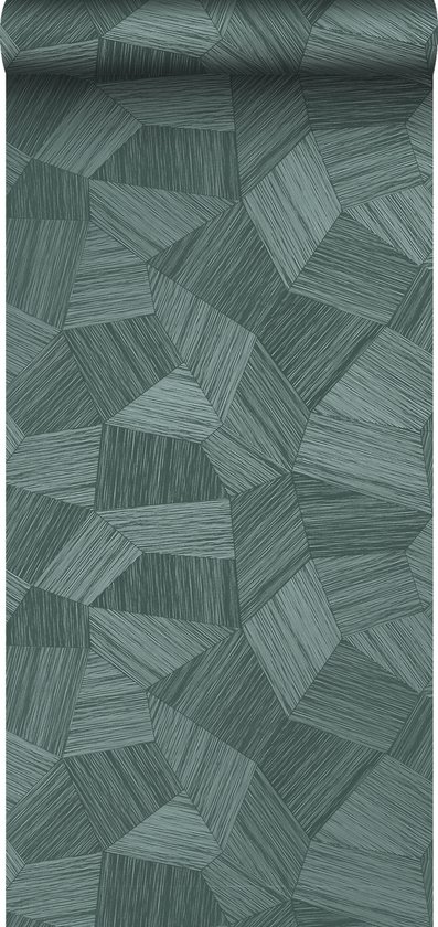 Origin Wallcoverings eco-texture vliesbehang grafisch 3D motief petrolgroen - 347823 - 0.53 x 10.05 m