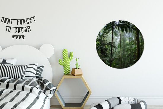WallCircle - Cercle mural - Cercle mural intérieur - Forêt tropicale - Tropical - Jungle - Arbres - Plantes - 60x60 cm - Décoration murale - Peintures ronds