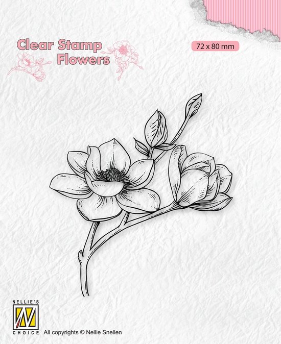 FLO028 - Clearstamp Nellie Snellen - Branche fleurie Magnolia - fleur de timbre branche fleurie castor - fleur