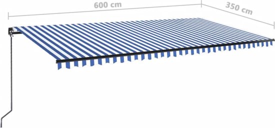 vidaXL Auvent extensible manuellement avec LED 600 x 350 cm Bleu et blanc