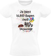 Je bent 14,610 dagen oud! Dames T-shirt - 40 jaar - verjaardag - 40e verjaardag - verjaardagsshirt - feest - jarig