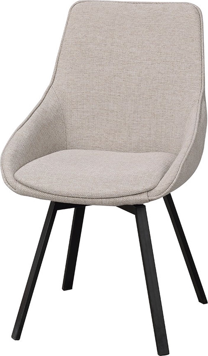 Rowico Home Alison Eetkamerstoel Draaibaar Beige - Stof - Zwart Metalen Poten - Modern - Industrieel