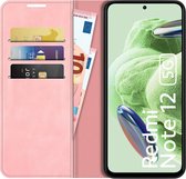 Xiaomi Redmi Note 12 5G Bookcase hoesje - Just in Case - Effen Roze - Kunstleer