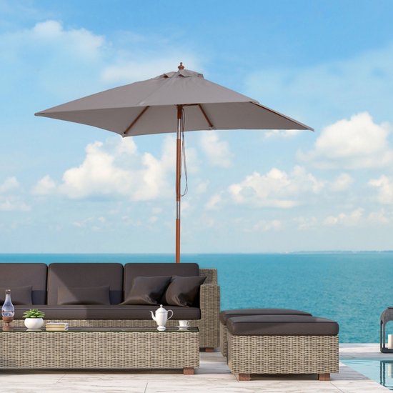 Luxe Balkon Parasol - 200 x 150 cm - Rechthoek - Grijs - Knikbaar - GardenGoodz®