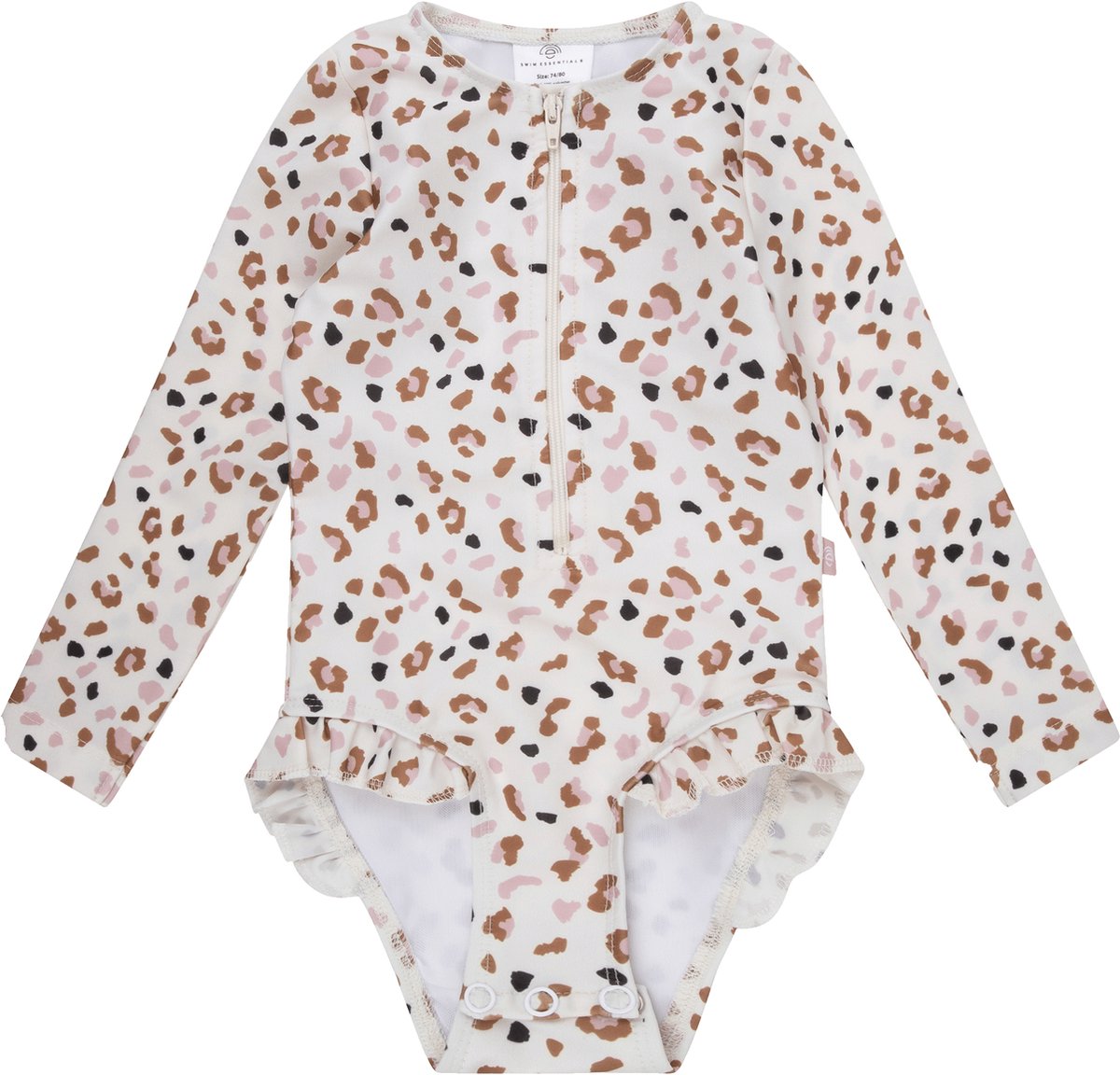 Swim Essentials UV Badpak Meisjes Met Lange Mouwen - Kaki - Leopard- 134/140