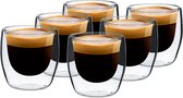 Glaswerk Vienna dubbelwandige glazen | thermoglas | drinkglas | espresso-, koffie- en shotglas | 6 stuks | voor warme en koude dranken | 80 ml | borosilicaatglas | bestand tegen hitte en kou | handgemaakt | afwasmachinebestendig | thermo-effect