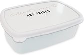Broodtrommel Wit - Lunchbox - Brooddoos - Tekst - Collect moments not things - Quotes - 18x12x6 cm - Volwassenen