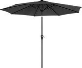 Parasol Cody - met LED Solar Verlichting - Tuinparasol - 270 cm - UV bescherming tot UPF 50+ - Opvouwbaar - Met Zwengel voor Openen en Sluiten - Zonder Standaard - Zwart