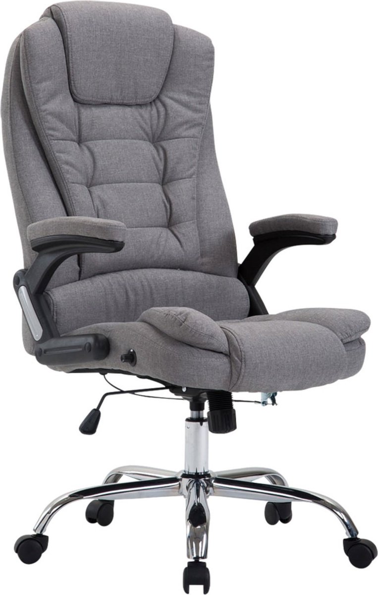 Premium Bureaustoel Biancamaria XL - stof - Lichtgrijs - Op wielen - Ergonomische bureaustoel - Voor volwassenen - In hoogte verstelbaar