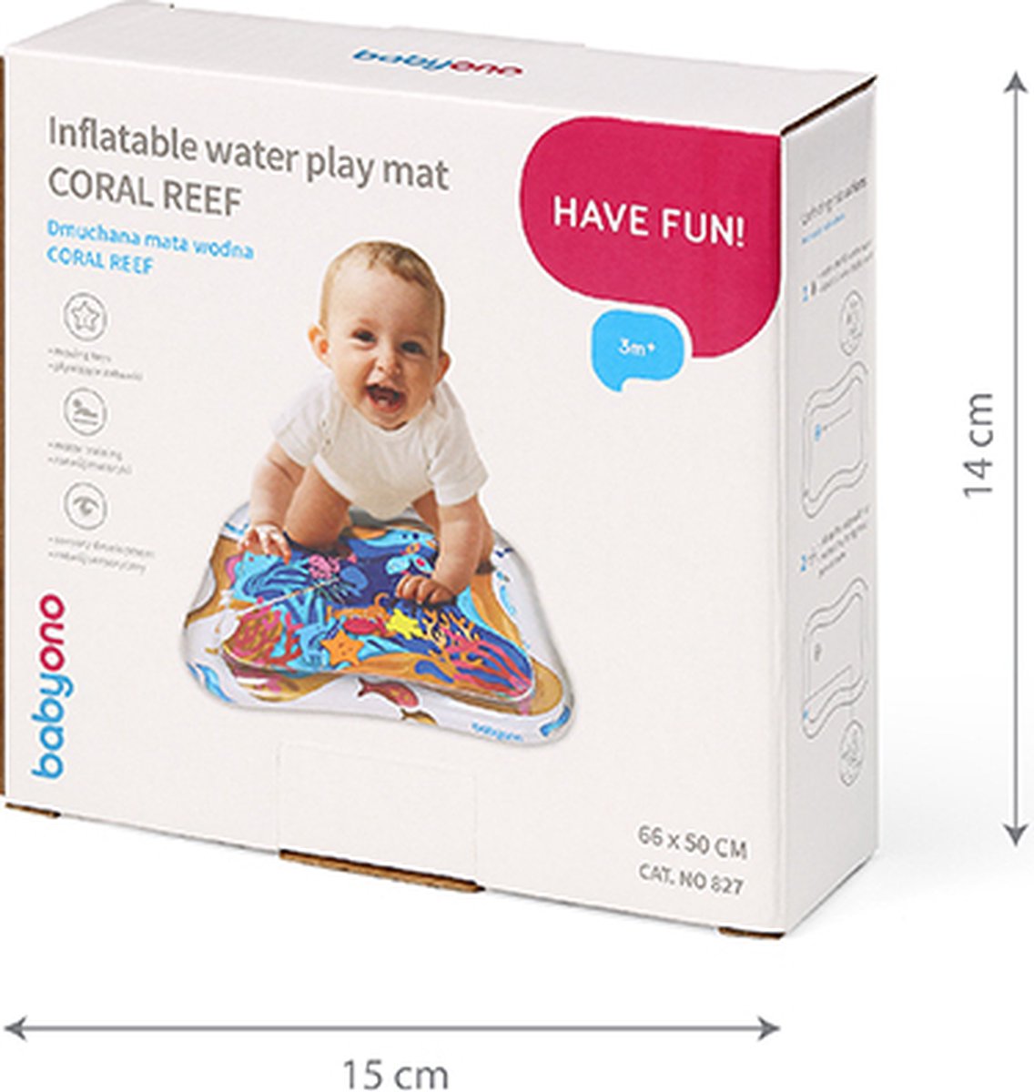 Babyono - Tapis d'Eau Bébé - Sensoriel - Tapis d'Eau - Tapis d'Eau -  Opblaasbaar 