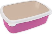 Broodtrommel Roze - Lunchbox Beige - Kleuren - Effen - Brooddoos 18x12x6 cm - Brood lunch box - Broodtrommels voor kinderen en volwassenen