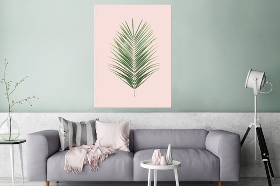 Wanddecoratie Metaal - Aluminium Schilderij Industrieel - Plant - Groen - Roze - Natuur - 120x160 cm - Dibond - Foto op aluminium - Industriële muurdecoratie - Voor de woonkamer/slaapkamer