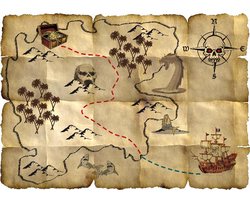 Folat - Rode Piraat Schatkaart - 4 stuks