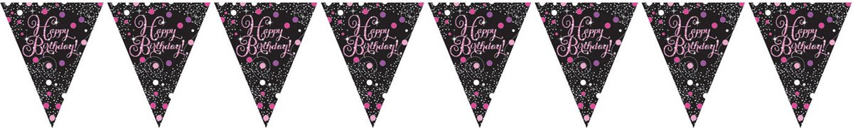 Amscan by Riethmuller - Riethmüller - Sparkling Celebrations - Vlaggenlijn Happy Birthday Pink (4 meter)