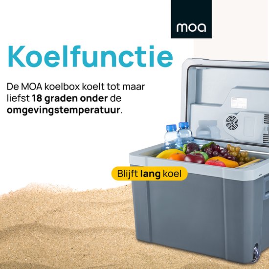MOA Koelbox Elektrisch 12V en 230 volt - Coolbox - 40L - Frigobox - Grijs van MOA — afbeelding 5