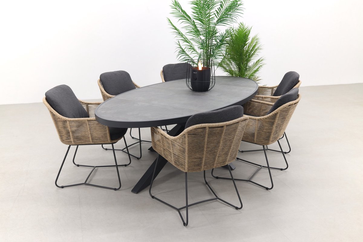 Taste Belmond Naturel/Silva 240x115 cm. ovale tuinset - 7-delig Ovale tuinset Taste Belmond Naturel/Silva 240x115 cm - 7-delig.