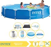Intex Metal Frame Zwembad - Opzetzwembad - 366x76 cm - Inclusief Solarzeil, Onderhoudspakket, Zwembadpomp, Filter, Grondzeil, Onderhoudsset en Solar Mat