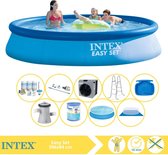 Intex Easy Set Zwembad - Opblaaszwembad - 396x84 cm - Inclusief Solarzeil, Onderhoudspakket, Filter, Grondzeil, Stofzuiger, Trap, Voetenbad en Warmtepomp CP