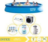 Intex Easy Set Zwembad - Opblaaszwembad - 457x107 cm - Inclusief Onderhoudspakket, Filter, Stofzuiger en Warmtepomp CP