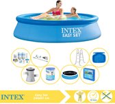 Intex Easy Set Zwembad - Opblaaszwembad - 244x61 cm - Inclusief Solarzeil Pro, Onderhoudspakket, Filter, Stofzuiger en Zwembadtegels