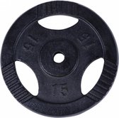 Gorilla Sports Gewichtsschijf - Halterschijf - 15 kg - Gripper Gietijzer - zwart - 30 mm