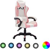 vidaXL - Racestoel - met - RGB - LED-verlichting - kunstleer - roze - en - zwart