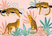 Fotobehang - Vlies Behang - Luipaarden - Panters - Jaguars - 312 x 219 cm