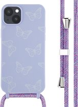 iPhone 14 Plus Hoesje Met Koord - iMoshion Siliconen design hoesje met koord - Meerkleurig / Butterfly