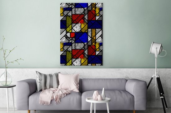 Peintures sur toile Mondrian - Glas - Oude Meesters - 80x120 cm - Décoration murale