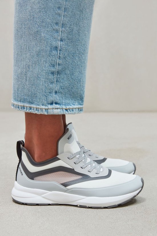 Woden Baskets pour femmes Femme - Baskets basses / Chaussures femme - Cuir - Stelle transparent - Combi Grijs - Taille 38