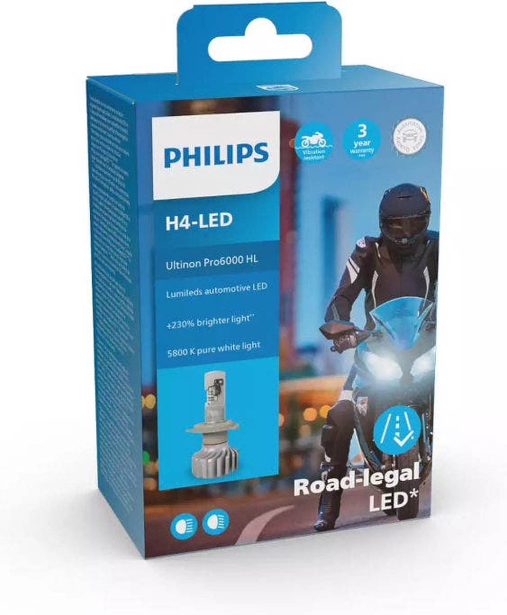 Philips Ultinon Pro6000 LED HL Moto H4 LUM11342U6000X1