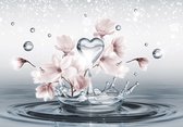 Papier peint photo - Papier peint intissé - Coeur d'une goutte d'eau et magnolia - Art - 312 x 219 cm