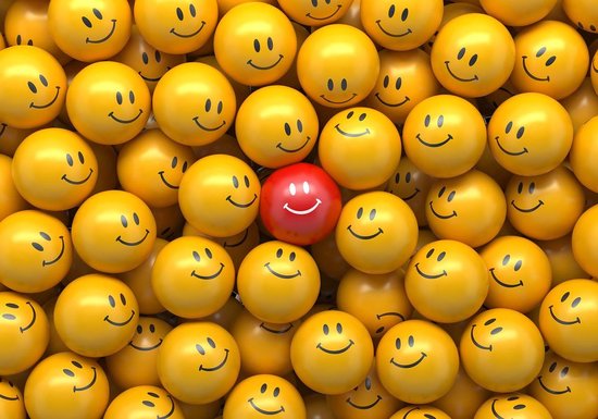 Papier Papier peint photo Intissé - Smileys 3D - Happy Emoticons - 254 x 184 cm