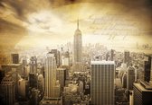Fotobehang - Vlies Behang - Vintage Ansichtkaart New York Stad - 312 x 219 cm