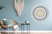 WallCircle - Muurstickers - Behangcirkel - Mandala - Blauw - Bohemian - Wit - Design - 100x100 cm - Muurcirkel - Zelfklevend - Ronde Behangsticker XXL