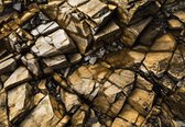 Fotobehang - Vlies Behang - Gouden Rotsen - Stenen - 312 x 219 cm