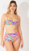 Bikini Set 2 delig- Nieuw Collectie Dames Badmode&Bikini- High Waist beugel Push up Bikini VC714- Oranje Tropische details- Maat 34